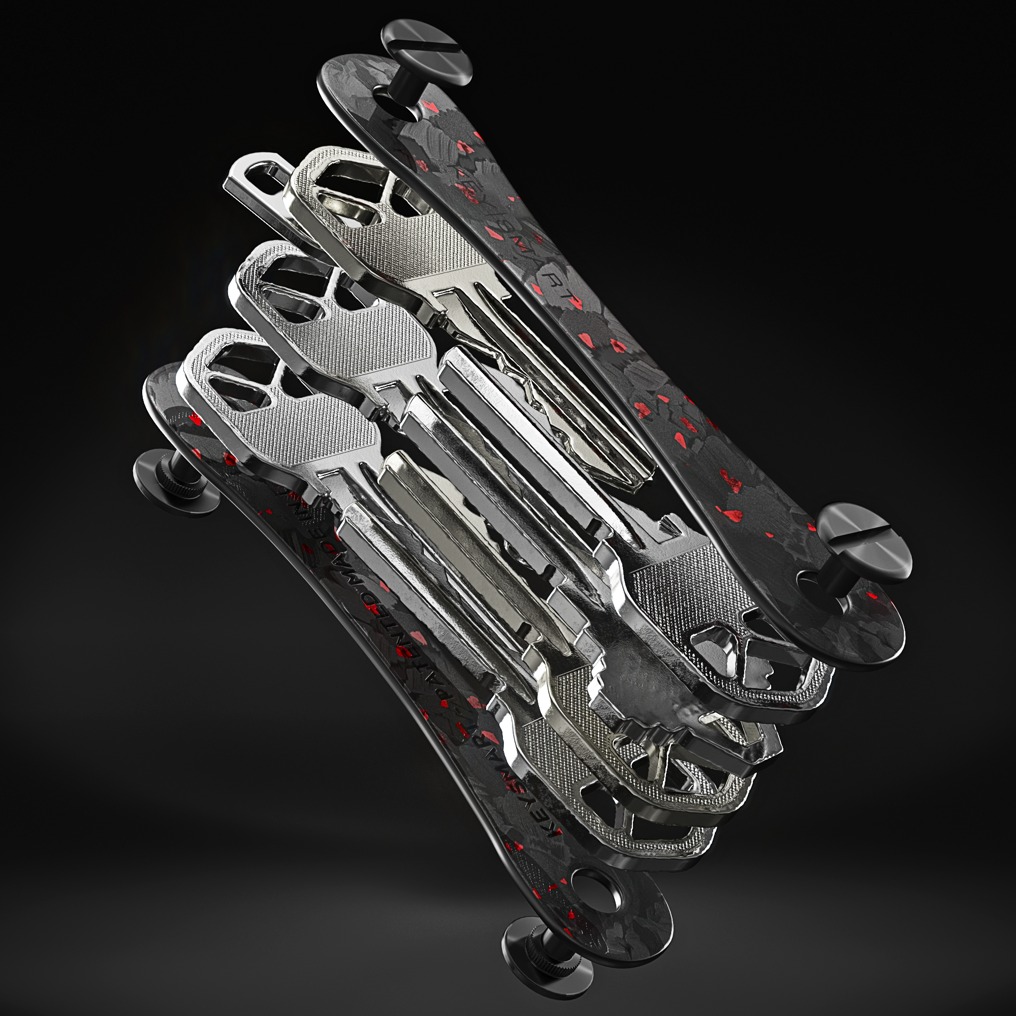 KeySmart Original - Compact Key Holder and Keychain Organiser (Up to 8 Keys) - Red Forged Carbon