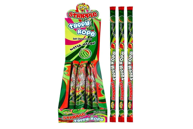 24 x Jojo Stripple Taffy Rope Watermelon 25g