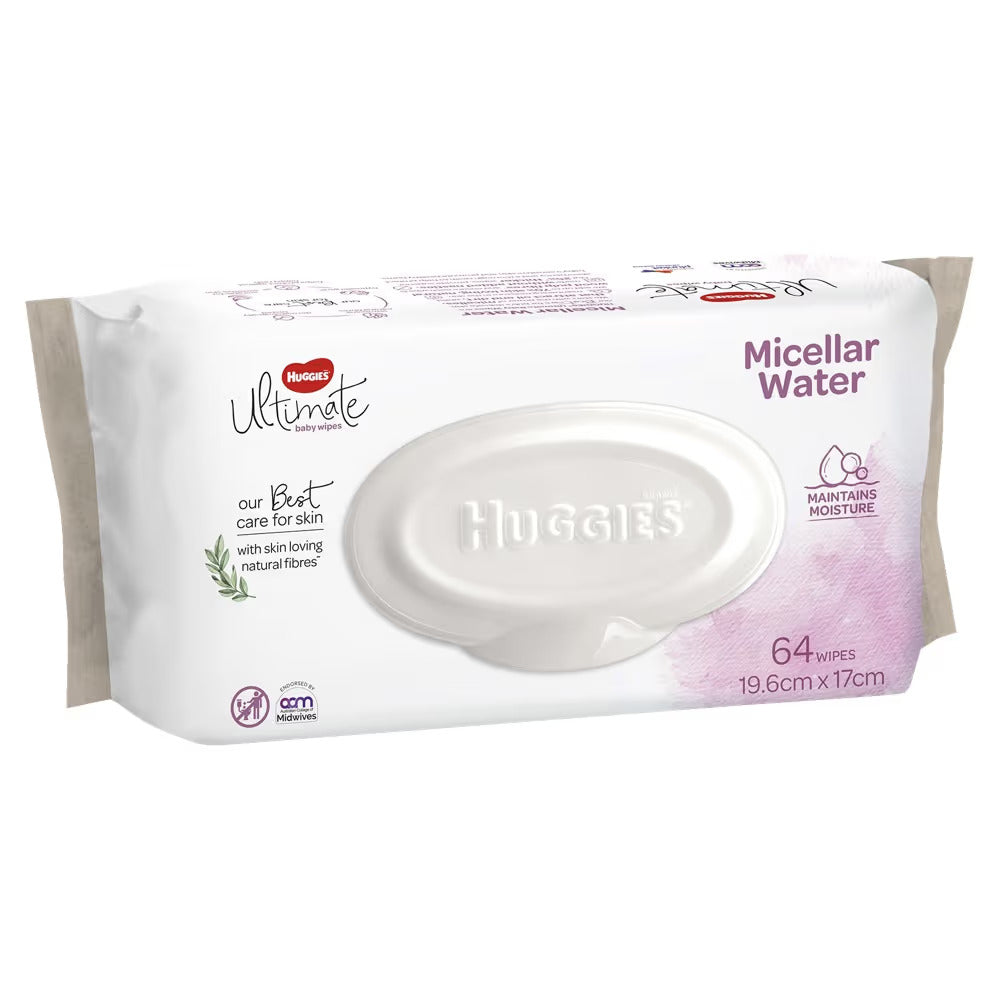 Huggies Ultimate Baby Wipes - Micellar Water - 64 Pack