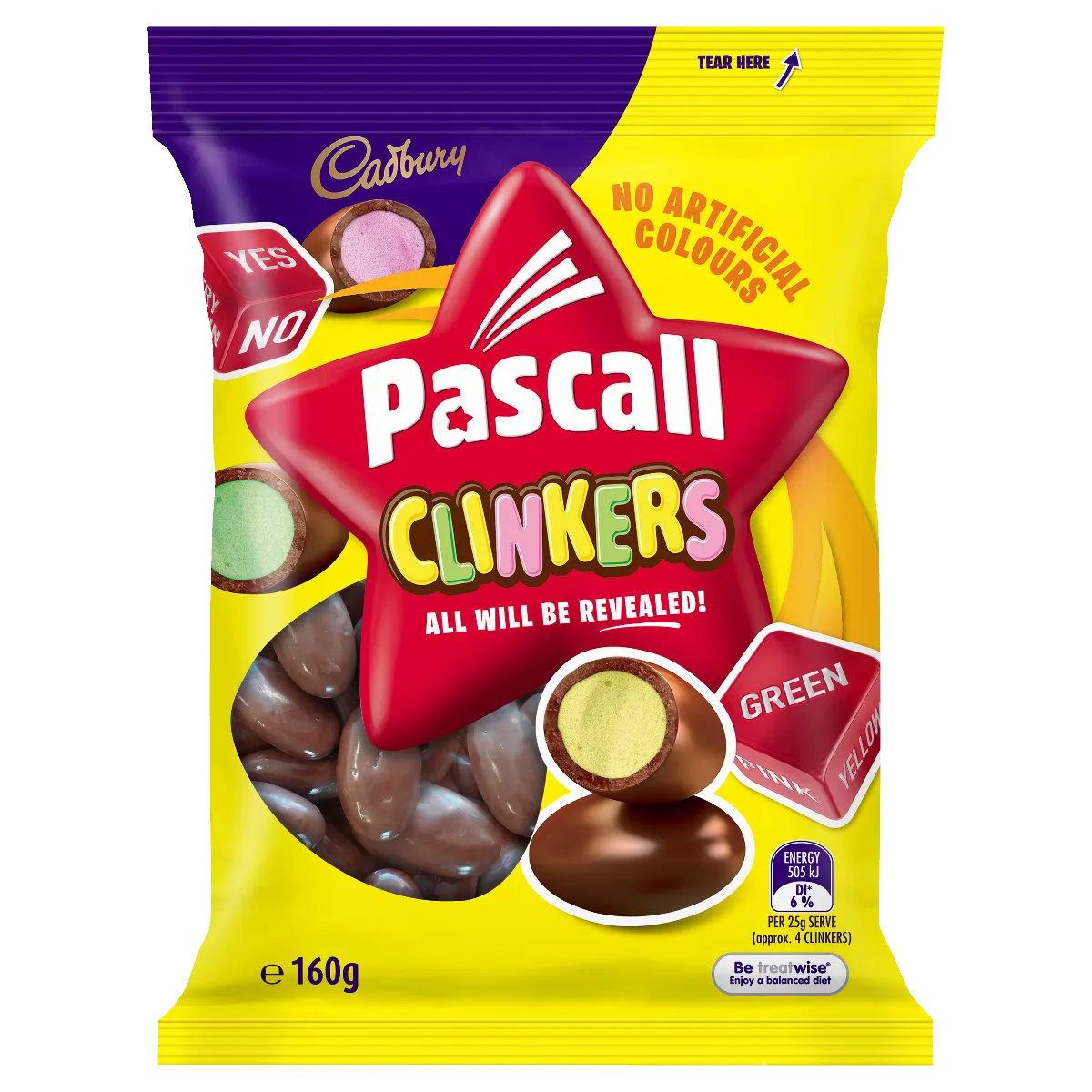 Cadbury Pascall Clinker Milk Chocolate Lollies Snack & Share Bag 160g