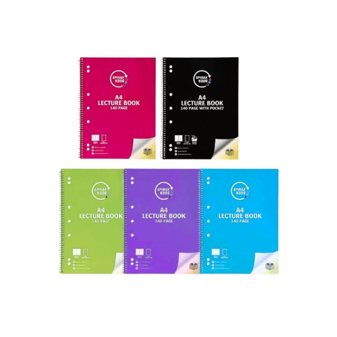 10 Pack x Spirax Kode 966 A4 Lecture Book 140pgs - Assorted Colours