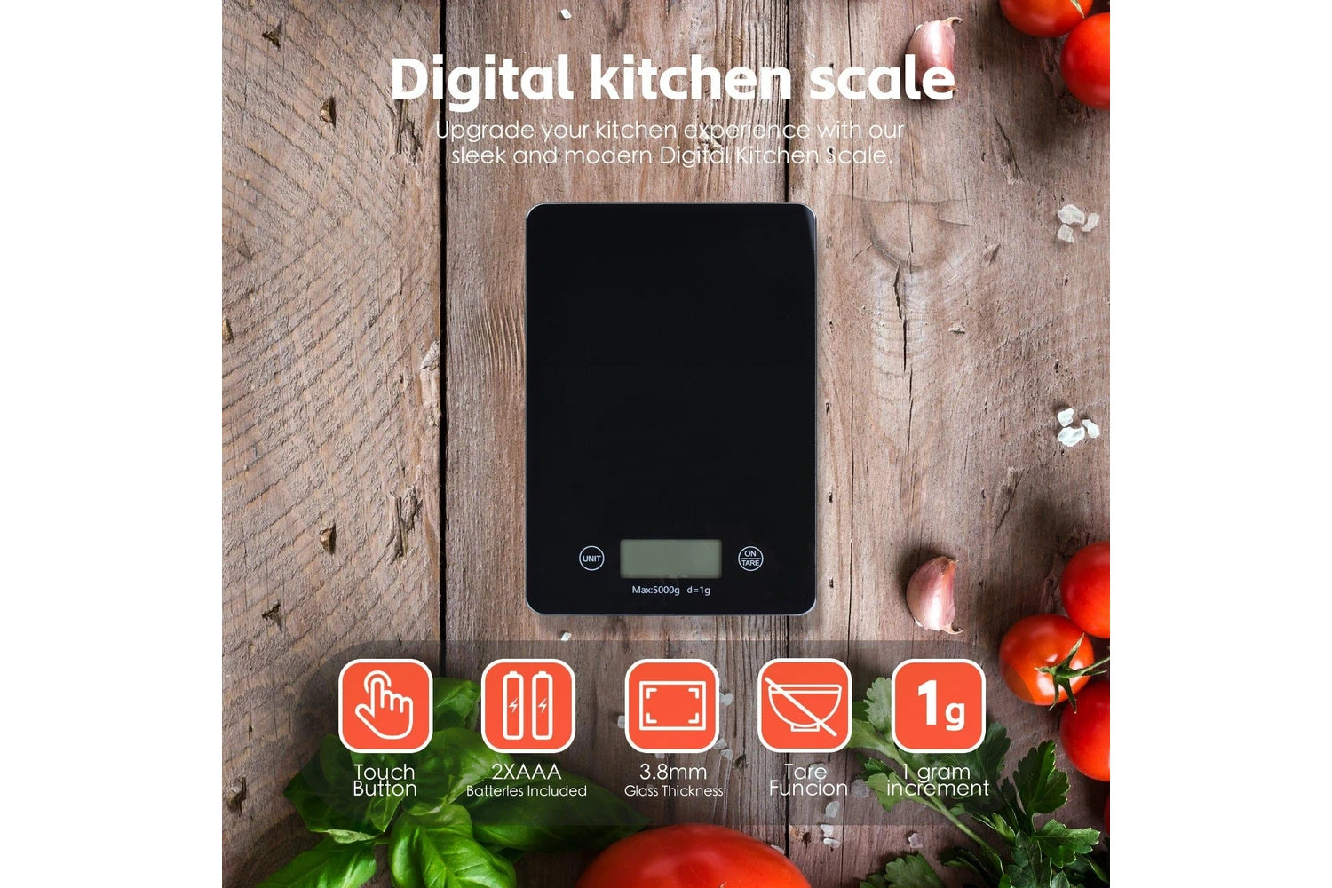 5kg Electronic Digital Glass Kitchen Scale