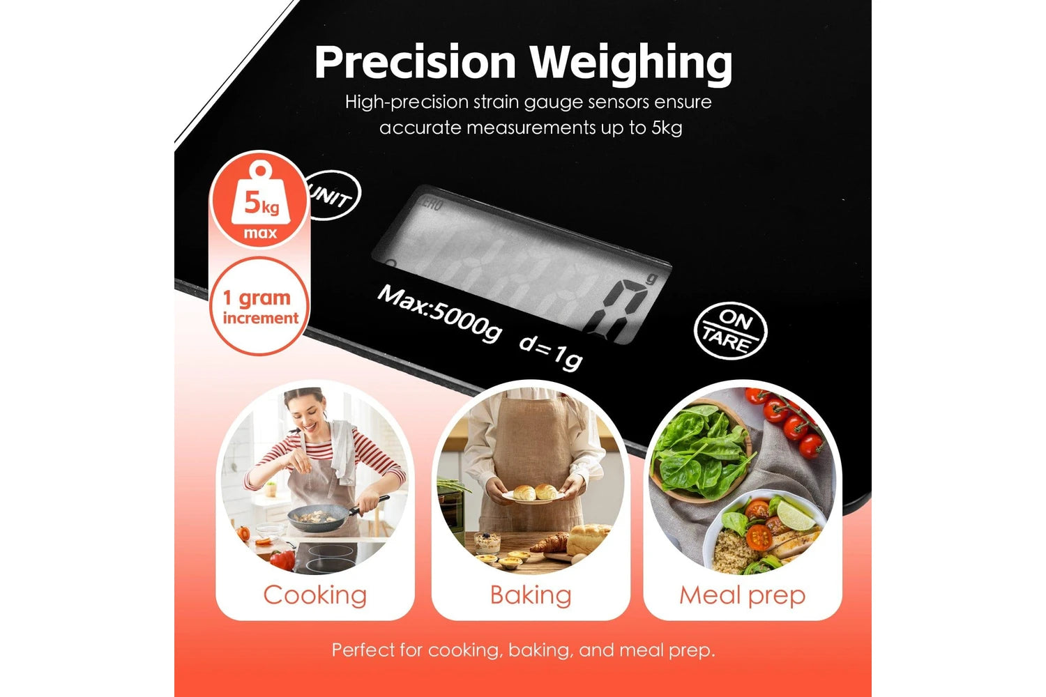 5kg Electronic Digital Glass Kitchen Scale