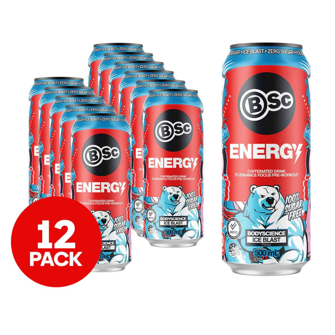 12 Pack x BSc Bodyscience Energy Drink 500mL - Ice Blast