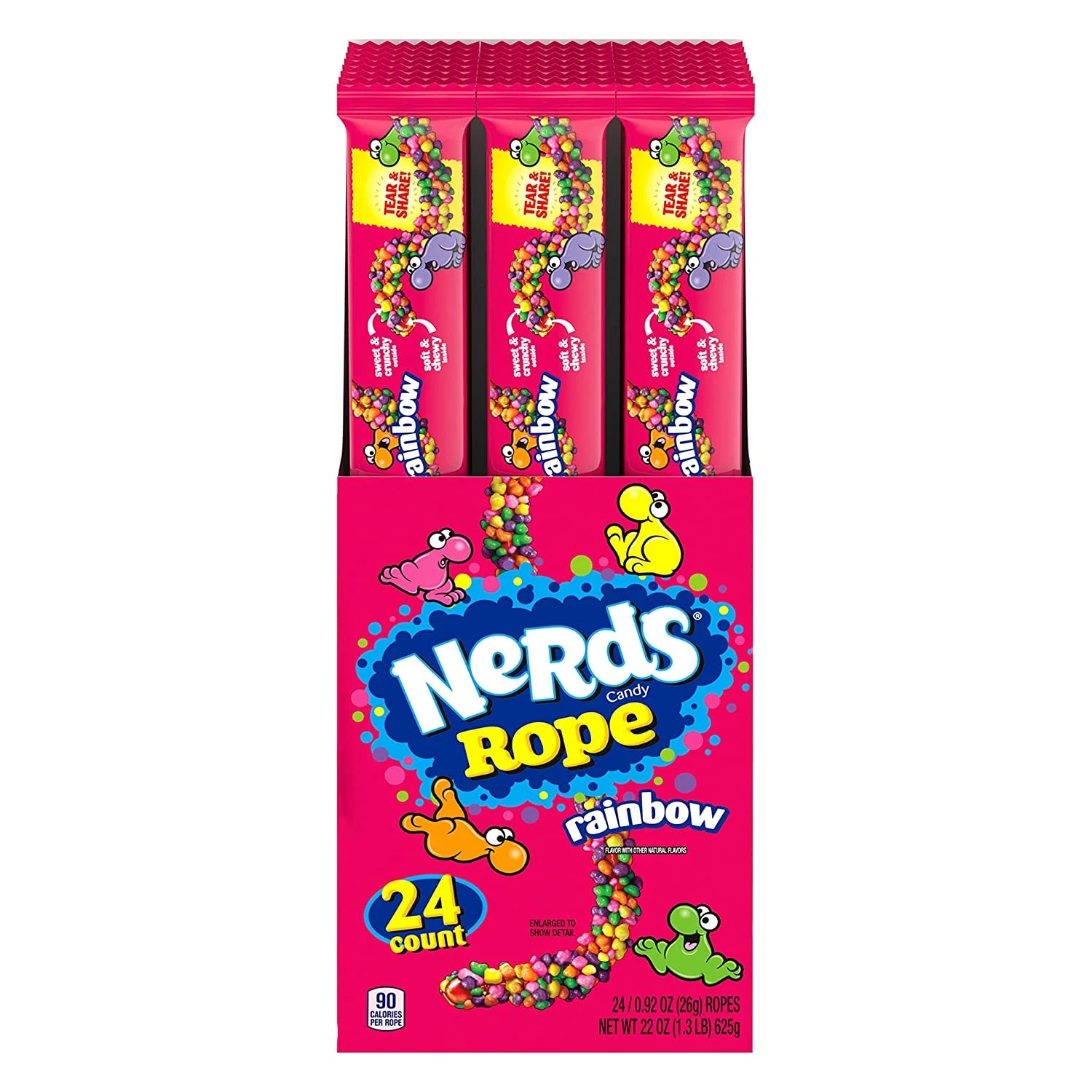 24 Pack x Nerds Rope Gummy & Crunchy Rainbow Candy 26g