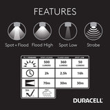 Duracell Tough P-Steel LED Flashlight - 500 Lumens