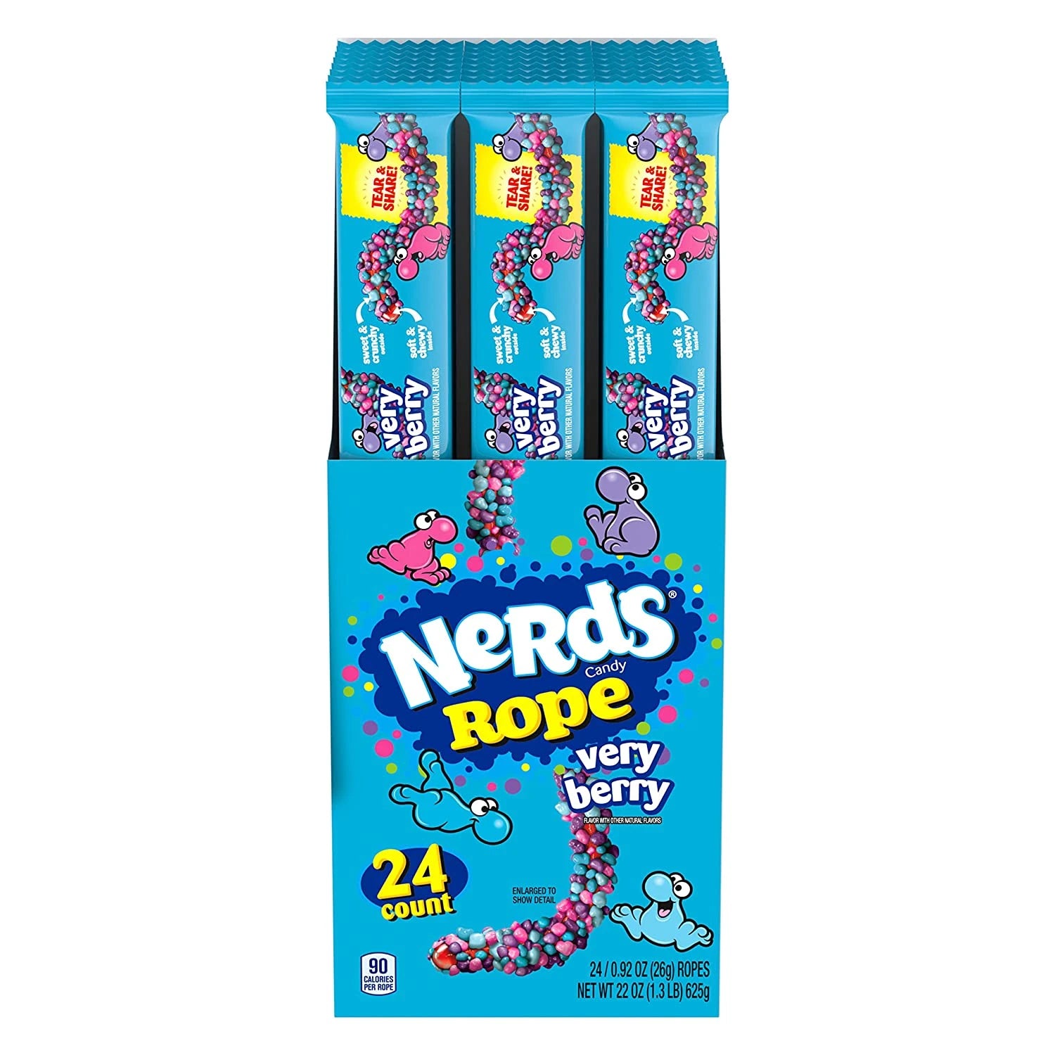 24 Pack x Nerds Rope Gummy & Crunchy Very Berry Candy 26g