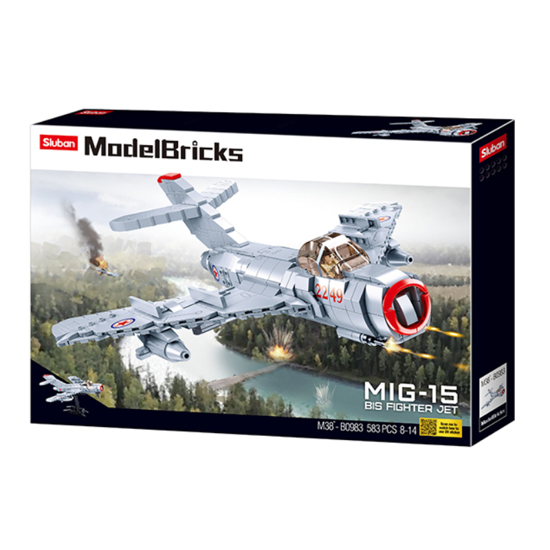 Sluban Model Bricks Building Blocks - MIG-15 Old Soviet Fighter Jet - 583 Piece
