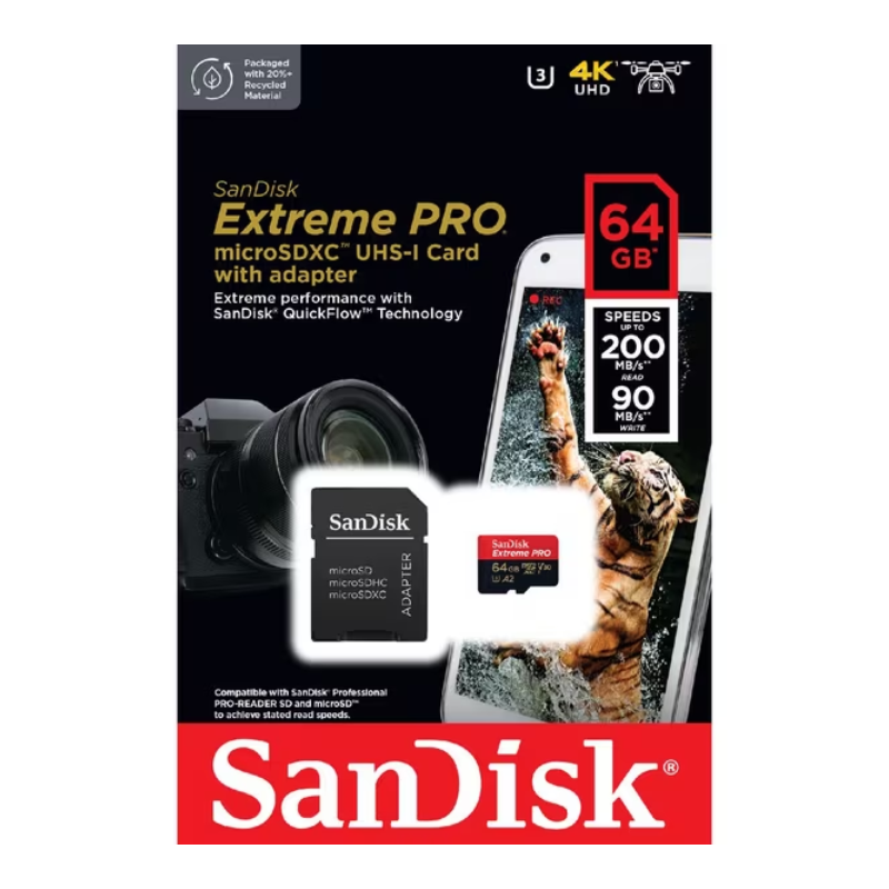 SanDisk Extreme PRO microSDXC 64GB 200MB/s Memory Card