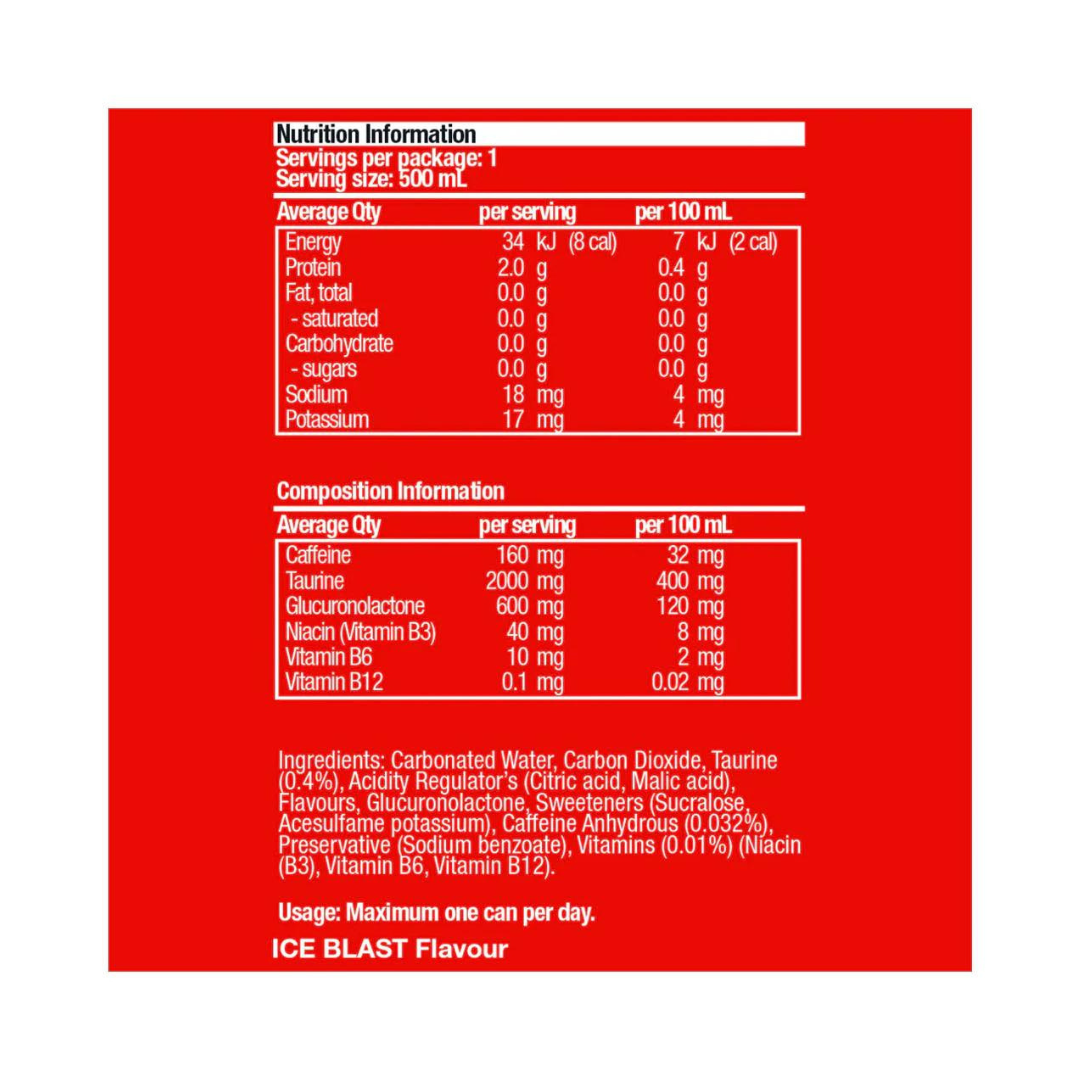 12 Pack x BSc Bodyscience Energy Drink 500mL - Ice Blast