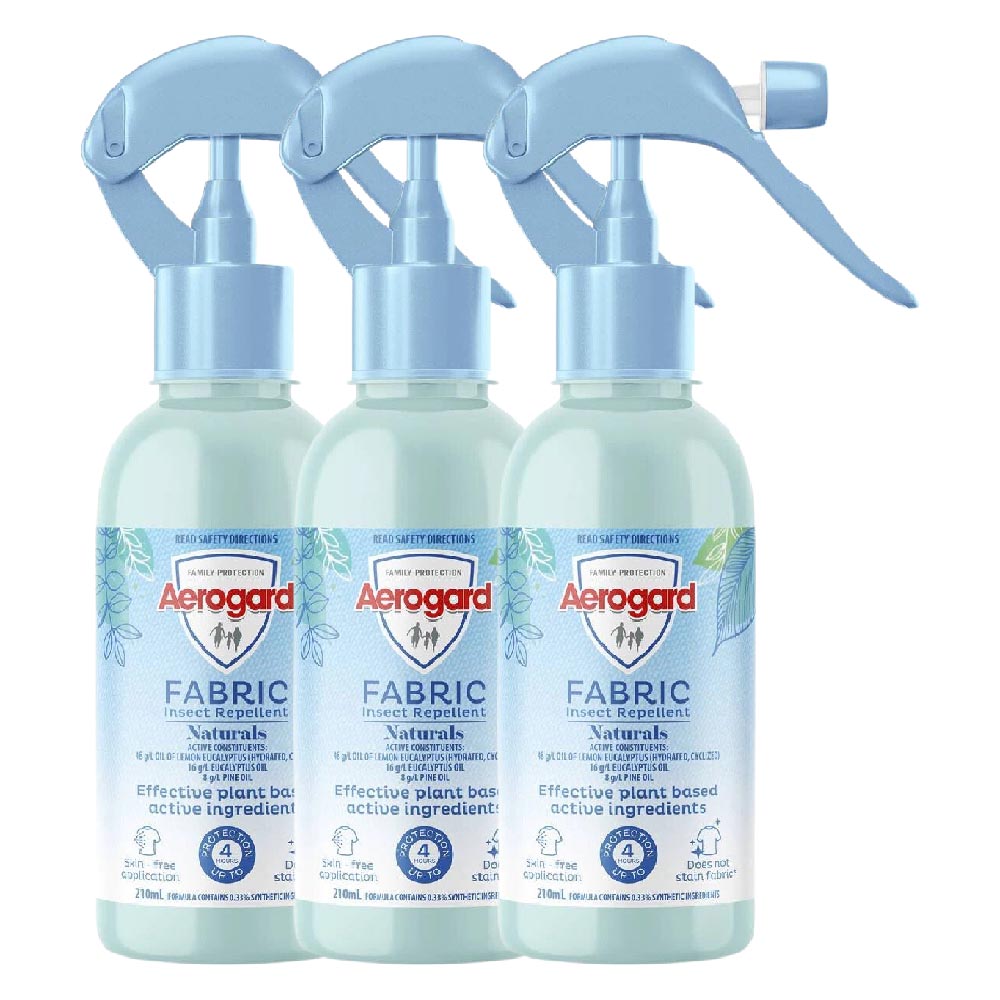 3 x Aerogard Fabric Insect Repellent Naturals Spray 210ml