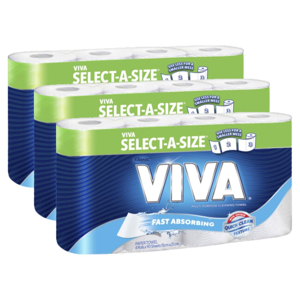 3 Pack x VIVA Select-A-Size Paper Towels 4pc