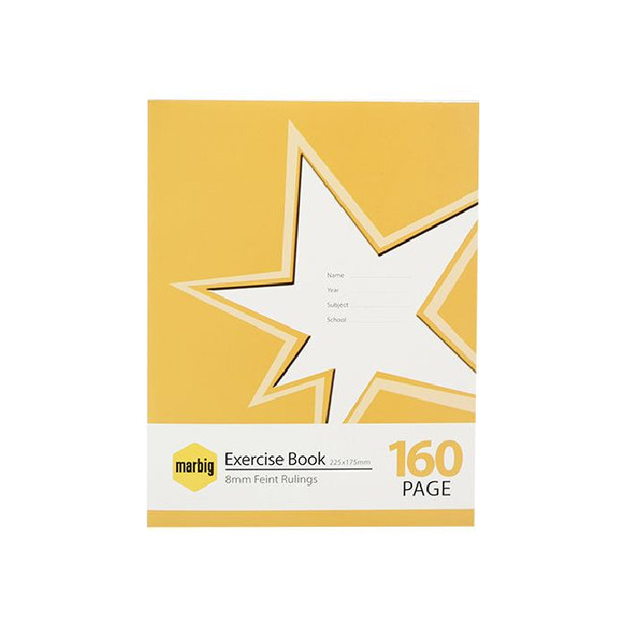 5 Pack x Marbig Star Feint Rulings Exercise Book 160 Pages