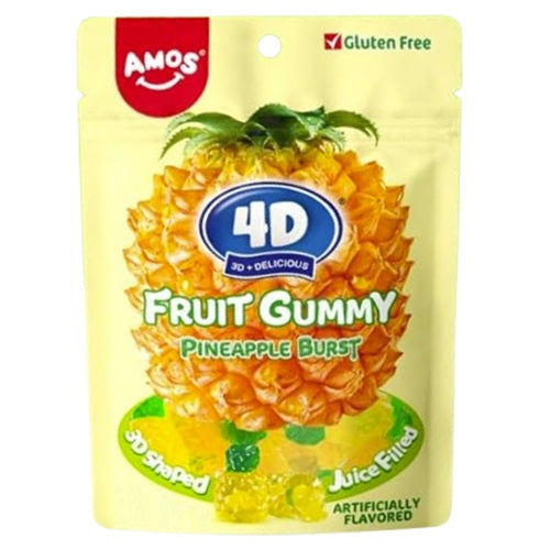 12 Pack x Amos 4D Gummy Pineapple Burst Peg Bag 170g