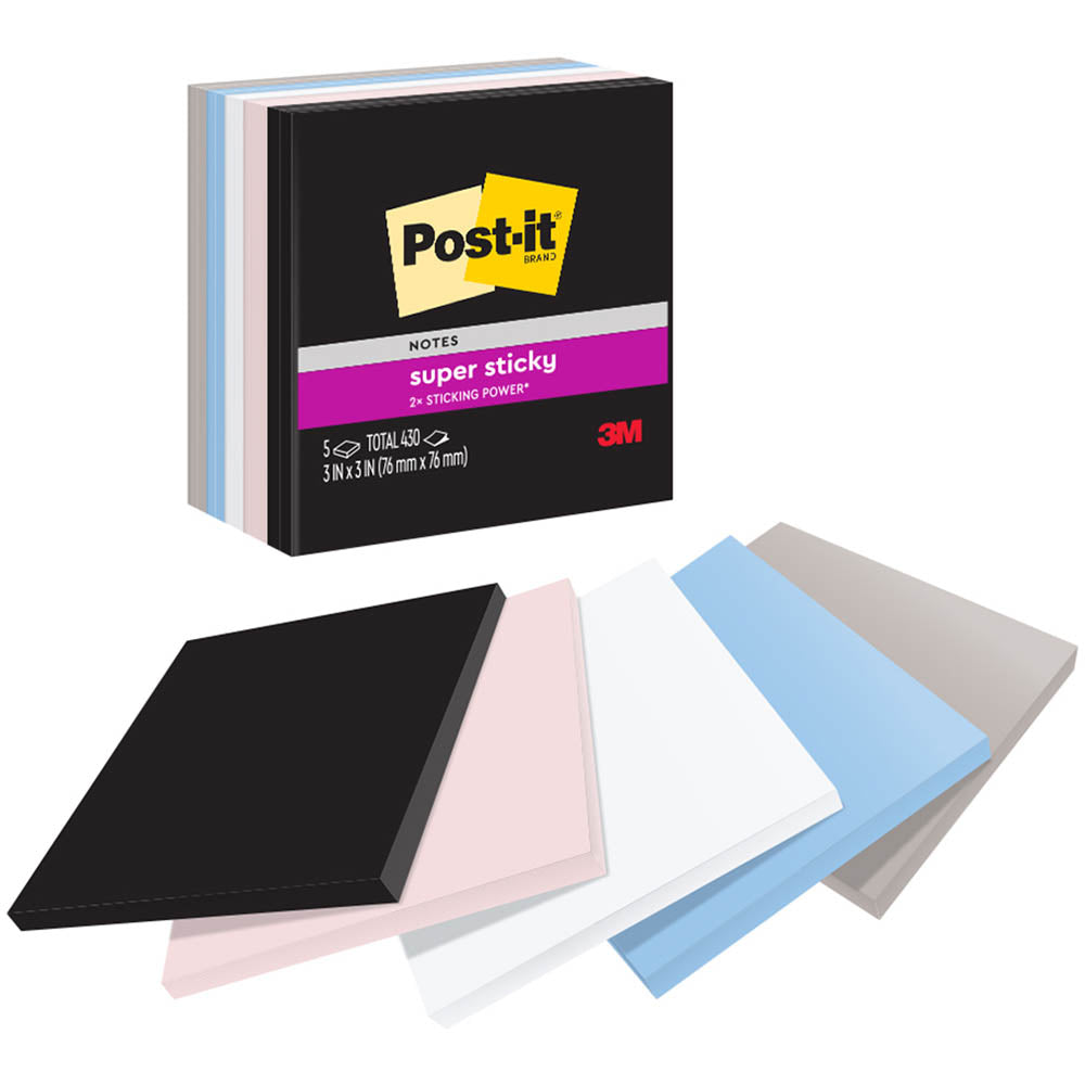 2 Pack x Post-It Super Sticky Notes 76 x 76mm Simply Serene 5pc - Assorted Colours