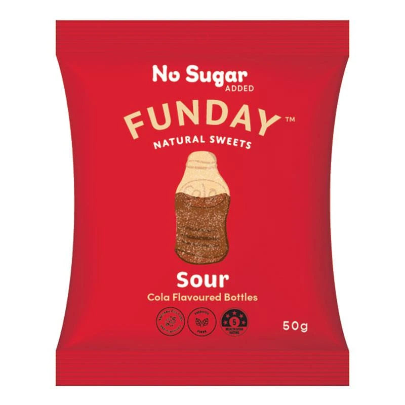 12 Pack x Funday Sour Cola Flavoured Gummy Bottles 50g