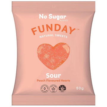12 Pack x Funday Sour Peach Flavoured Gummy Hearts 50g
