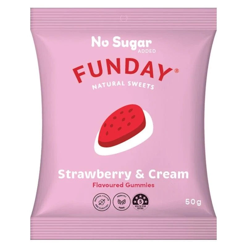 12 Pack x Funday Strawberry & Cream Flavoured Gummies 50g