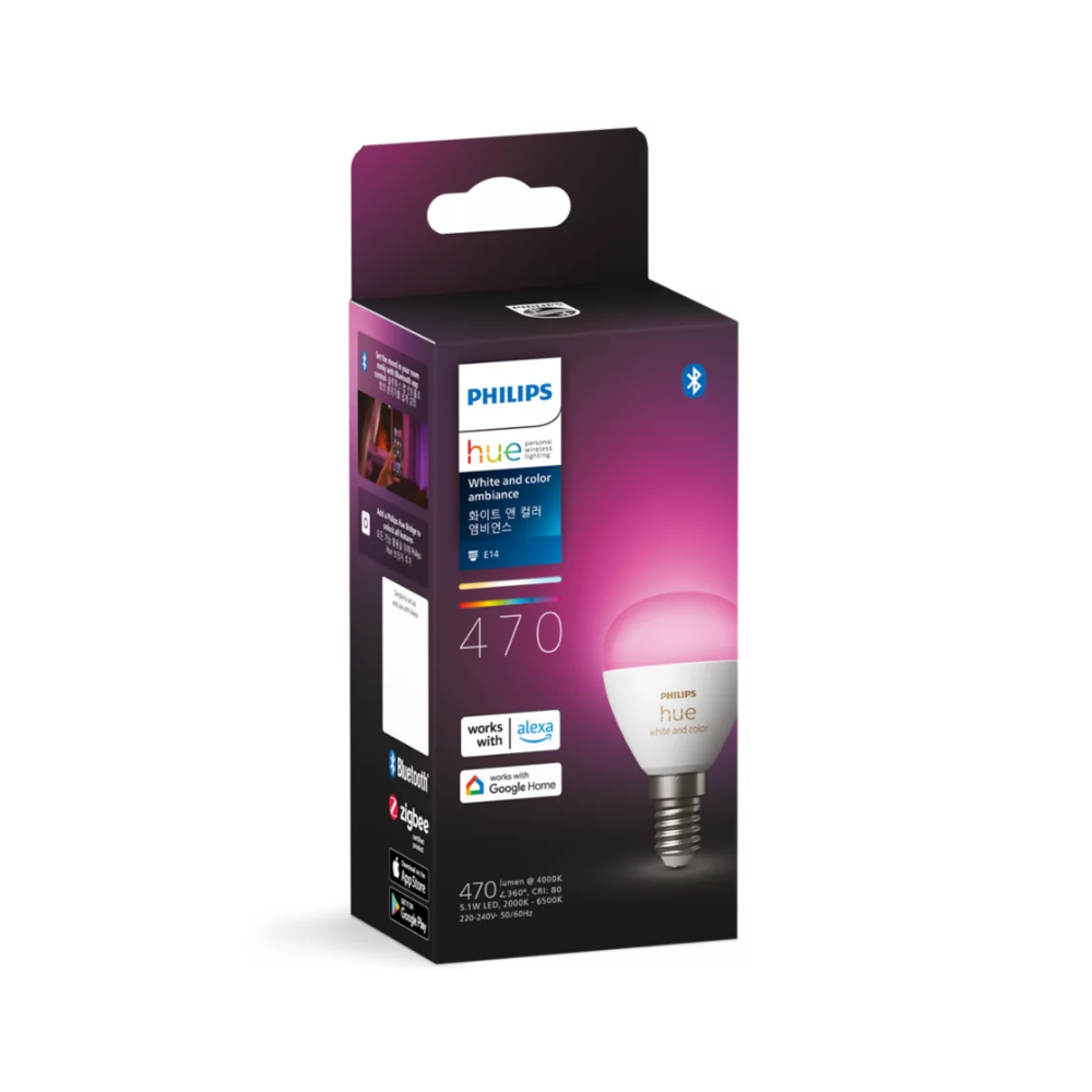 Philips Hue Luster P45 E14 White & Colour Ambiance Crown Smart Bulb