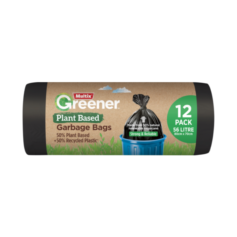 2 x Multix Greener Plant Based Garbage Bags - 56L - 80x70cm - 12 Pack