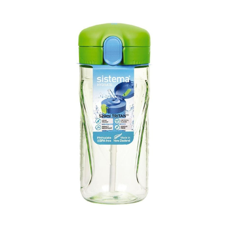 Sistema Hydrate Tritan Quick Flip Water Bottle 520ml Assorted Colours