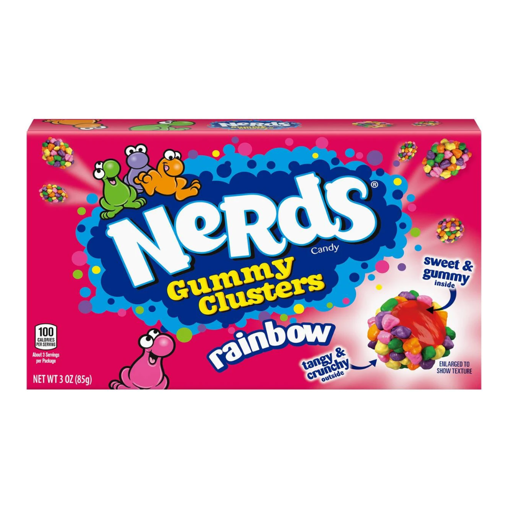 12 Pack x Nerds Gummy Clusters Rainbow Candy Theatre Box 85g