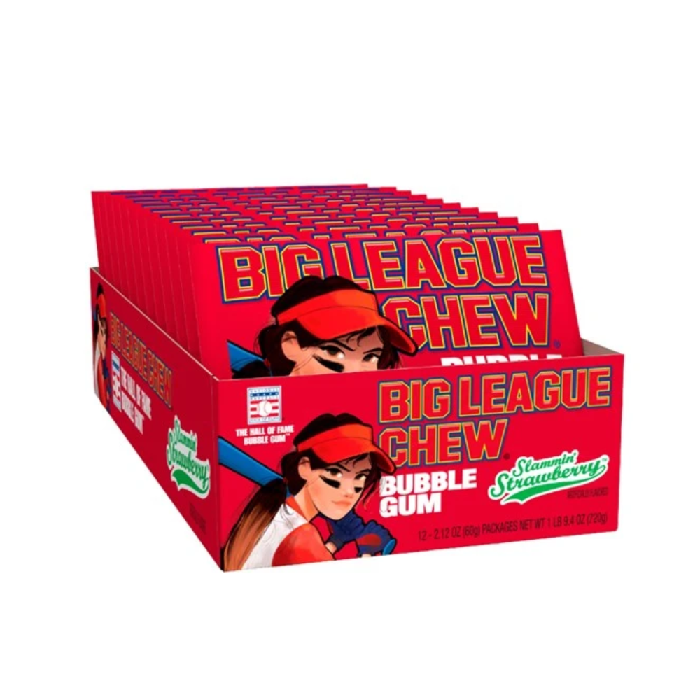 12 Pack x Big League Chew Bubble Gum Strawberry 60g