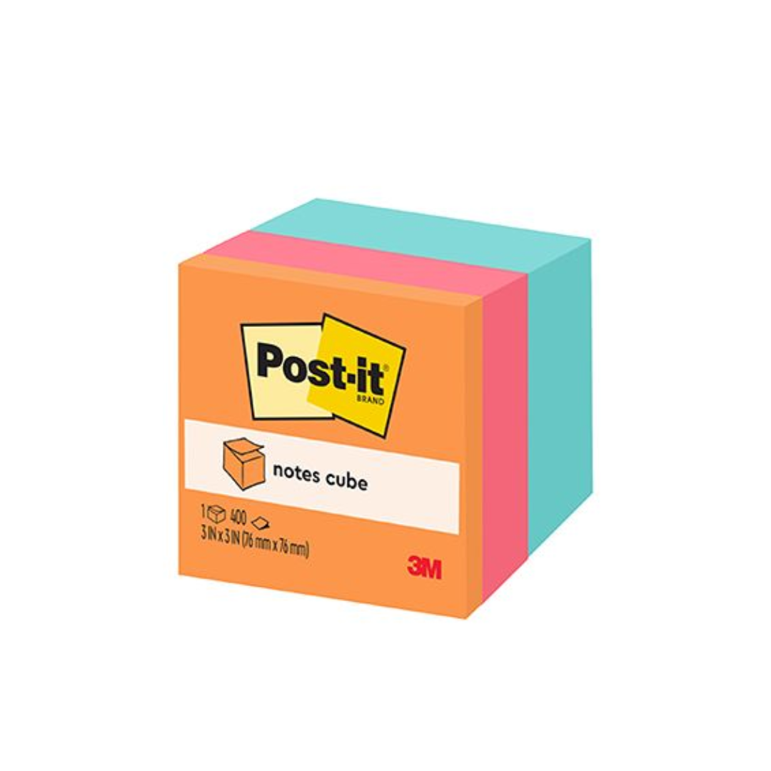 Post It Notes Cube - Mixed Colours - 400 sheets