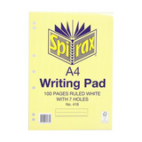 2 Pack x Spirax A4 418 Writing Pad With 7 Holes 100 Pages
