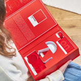 Lexon GIFT Set PANTONE - Includes Mino+ Mini Speaker, Flip Classic Clock, Mina M Lamp, Thykho 3  Speaker - 2035 Red