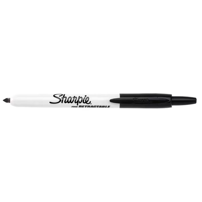 6 Pack x Sharpie Retractable Fine Point Permanent Marker - Black