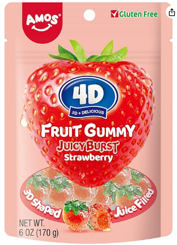 12 Pack x Amos 4D Gummy Strawberry Burst Peg Bag 170g