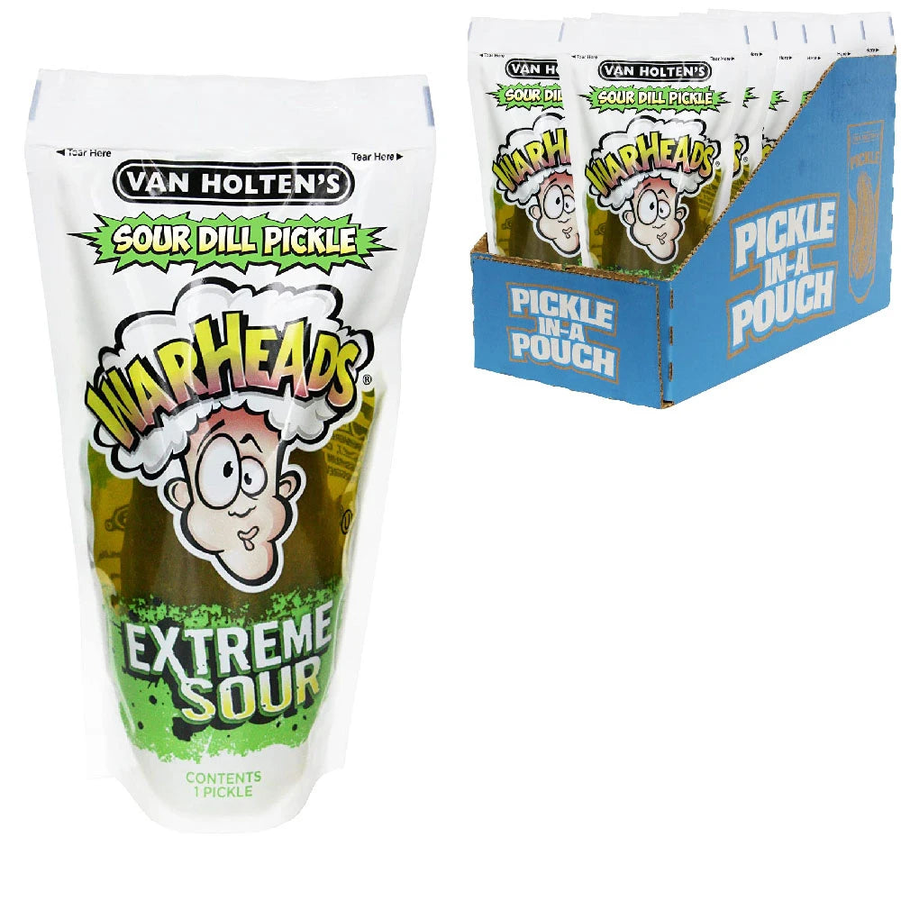 12 Pack x Van Holten's Jumbo Warheads Pickle-In-A-Pouch