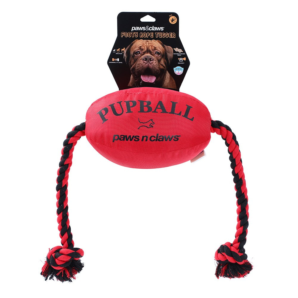 Paws & Claws Footy Oxford Rope Tugger Squeaky Plush - 75x25x20cm