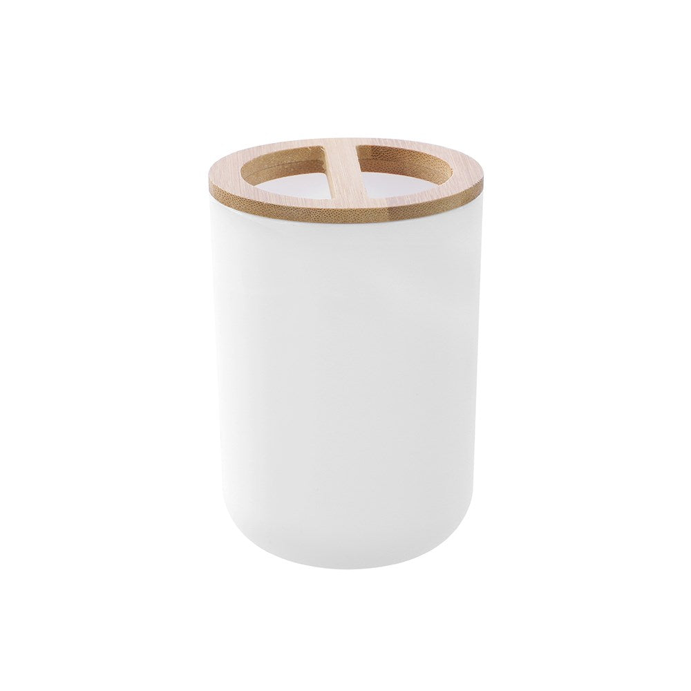 Boxsweden Bano Toothbrush Holder with Bamboo Top - 7.5x7.5x10.5cm