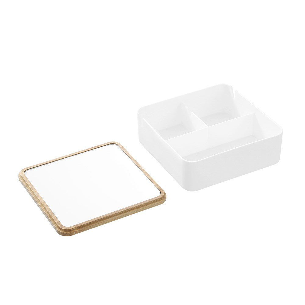 Boxsweden Bano Square Jewellery Organiser Box with Mirror Top - 14x14x5cm