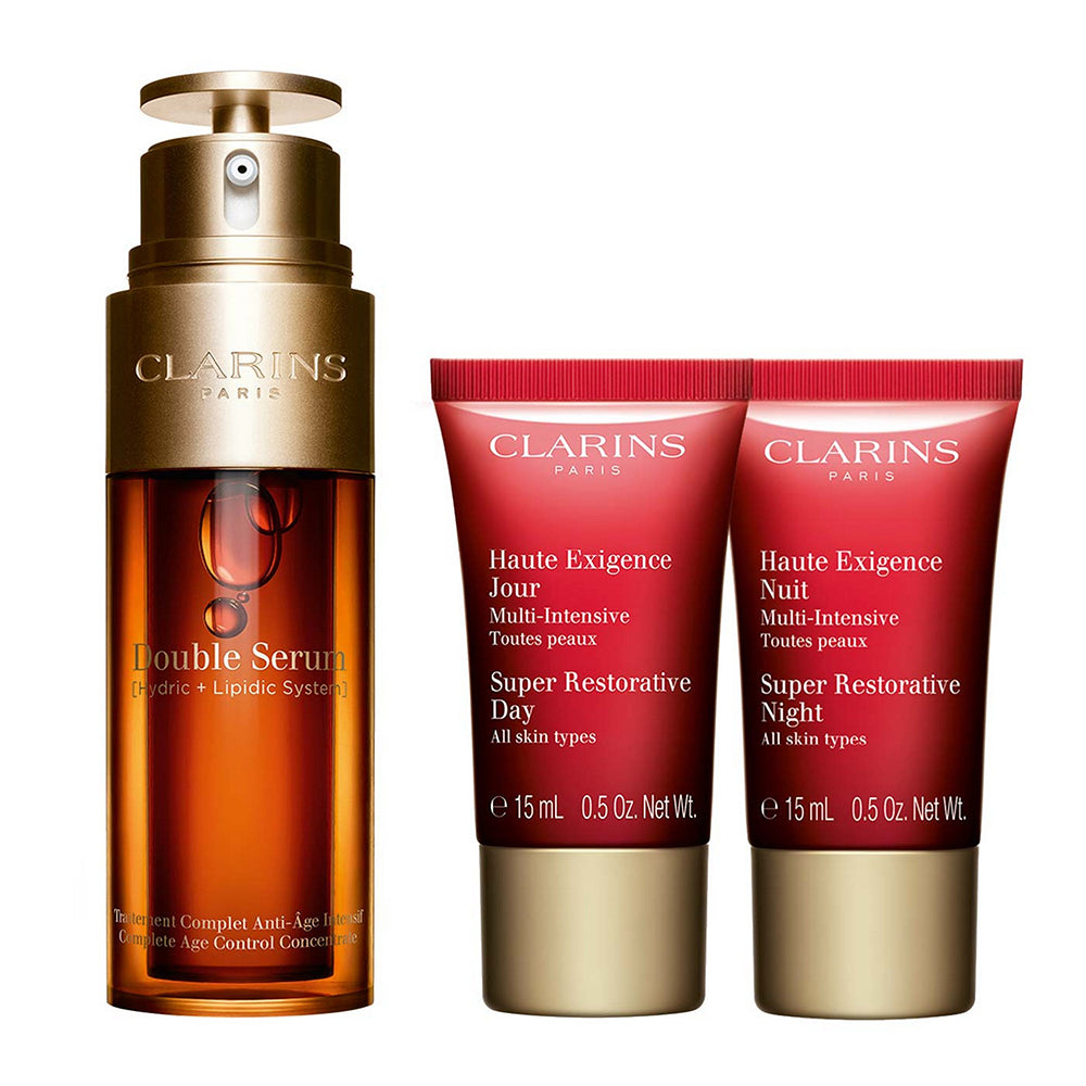 Clarins Double Serum & Super Restorative Age Defying Set - 3 Piece