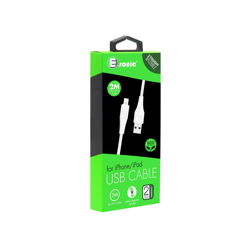 E-Sonic Eco Friendly Lightning USB Cable - 2m(White)
