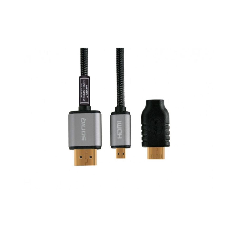 Soniq HDMI Slim Cable with Micro HDMI F To M Adapter - 2m