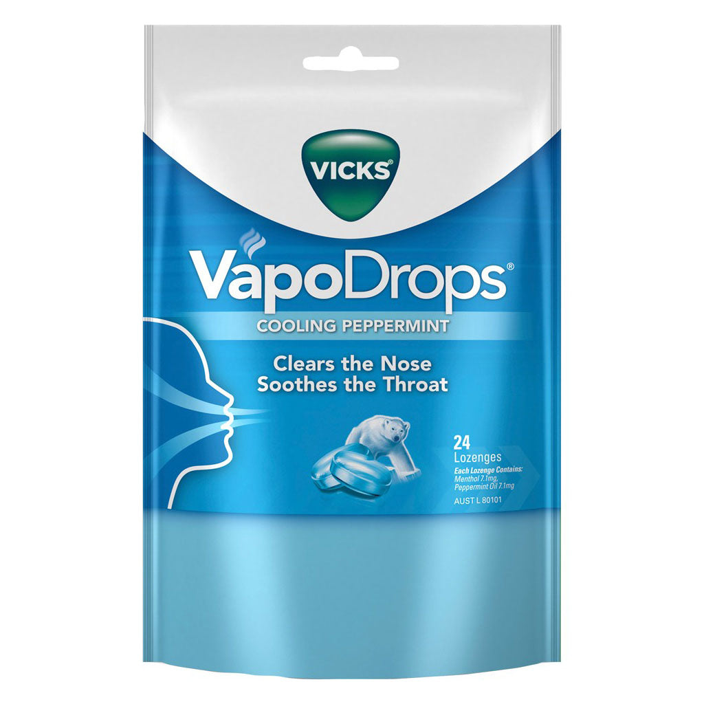 2 x Vicks VapoDrops Peppermint Blue (24 Pack)