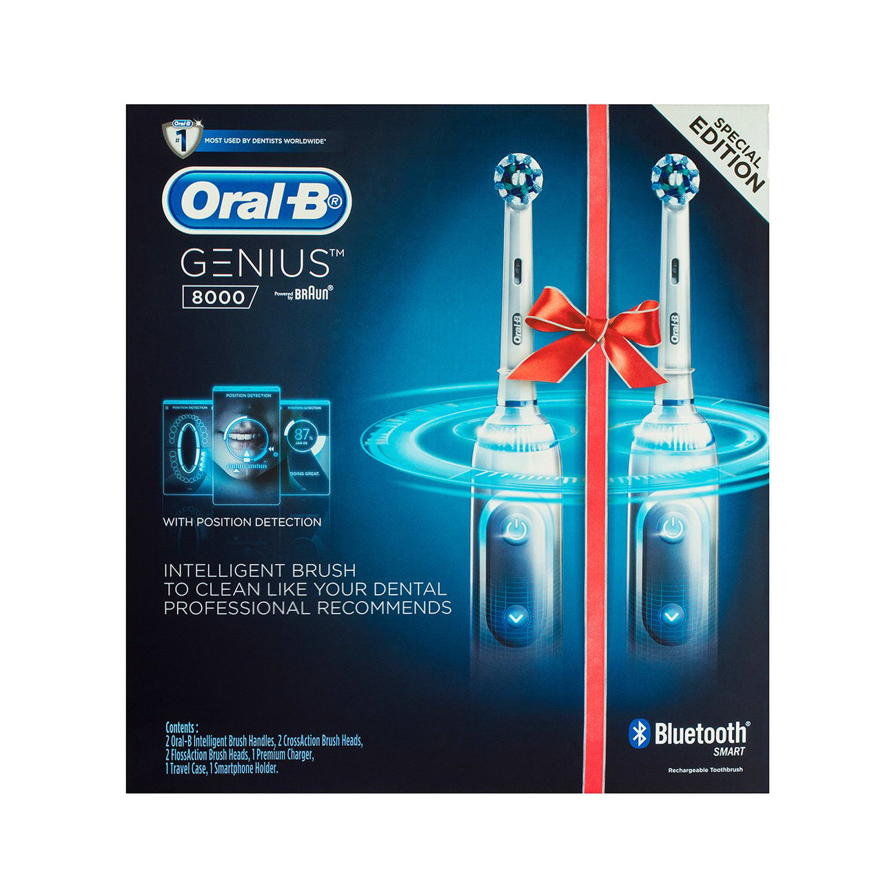 Oral-B Genius 8000 Electric Toothbrush 2-Pack - Silver