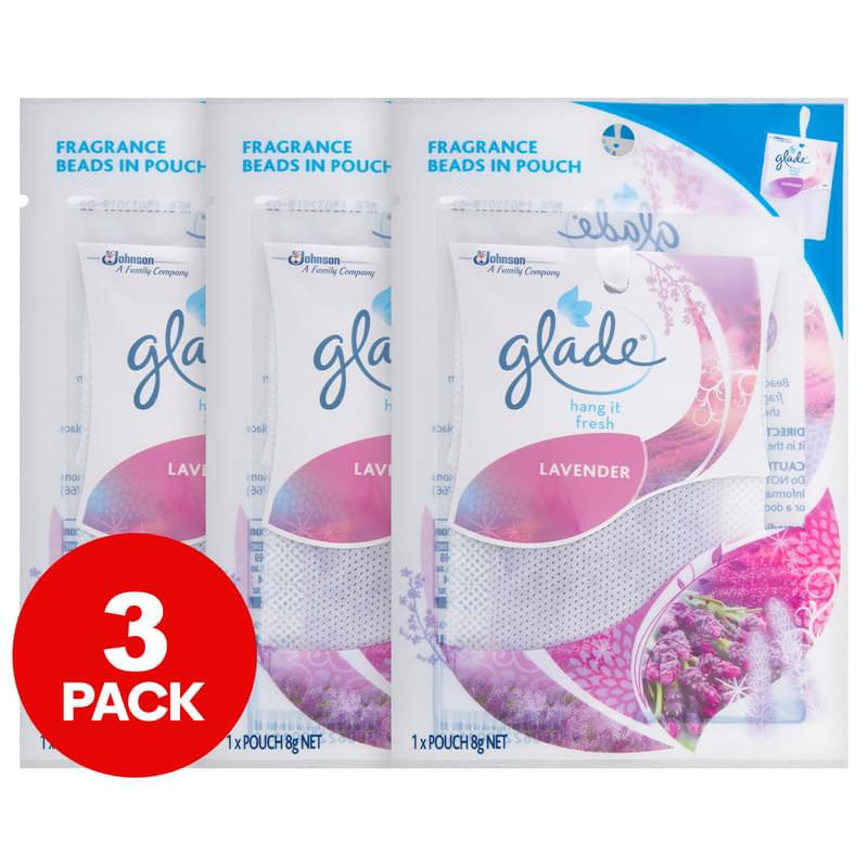 3 x Glade Hang It Fresh Lavender Pouch - 8g