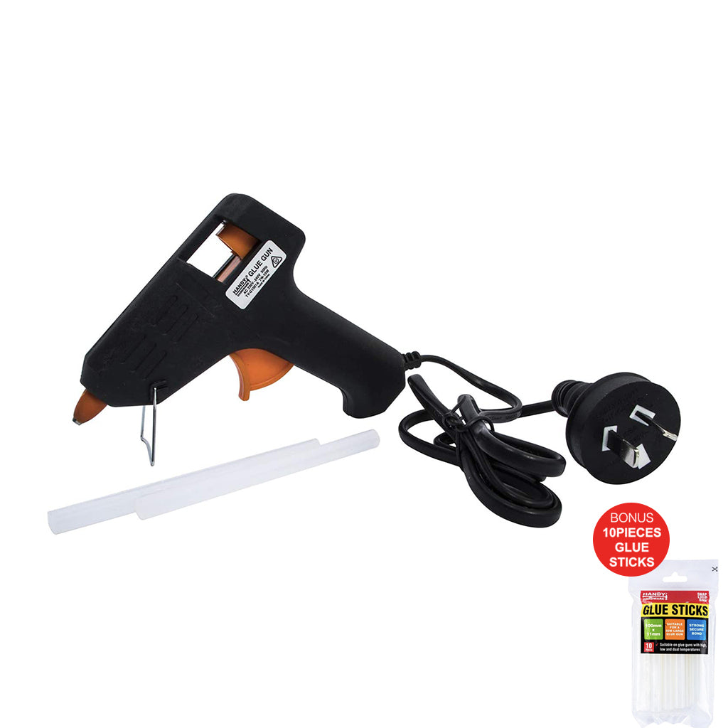 Handy Hardware Glue Gun 40w with 2 Glue Sticks + Bonus 10 Glue Sticks