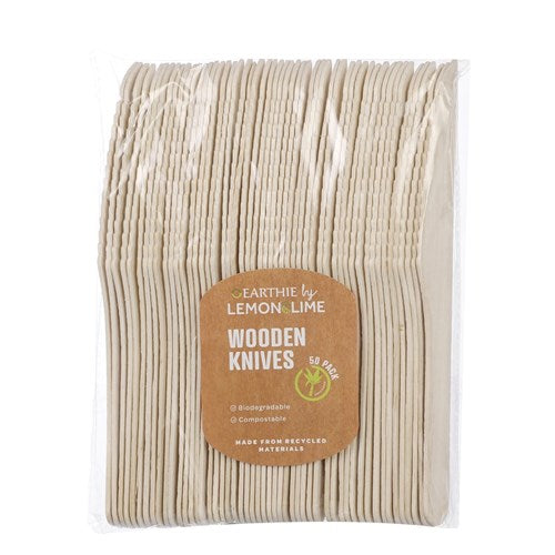 Eco Biodegradable Material Wooden Knives - 16.5cm(50 Pack)