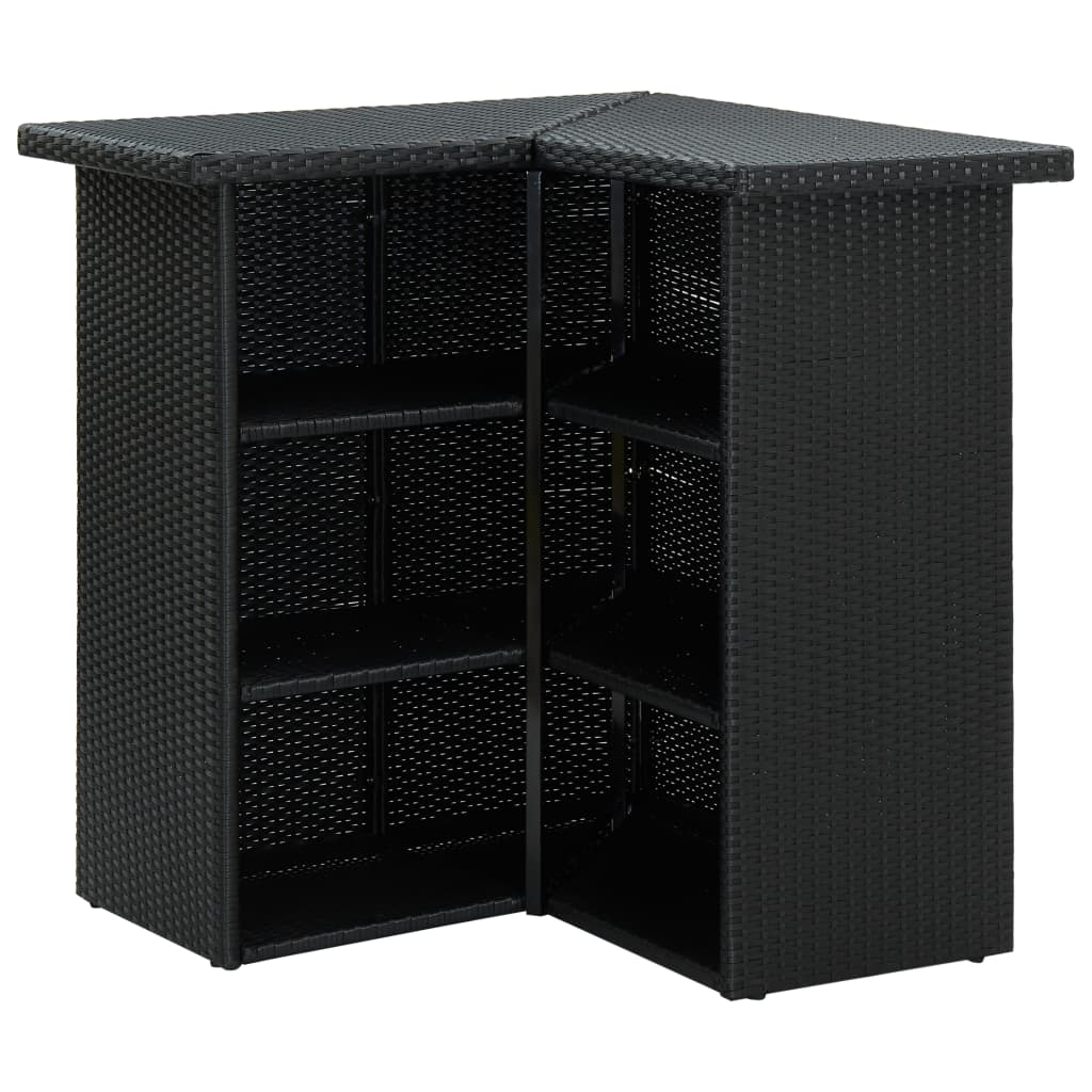 Corner Bar Table Black 100x50x105 Cm Poly Rattan