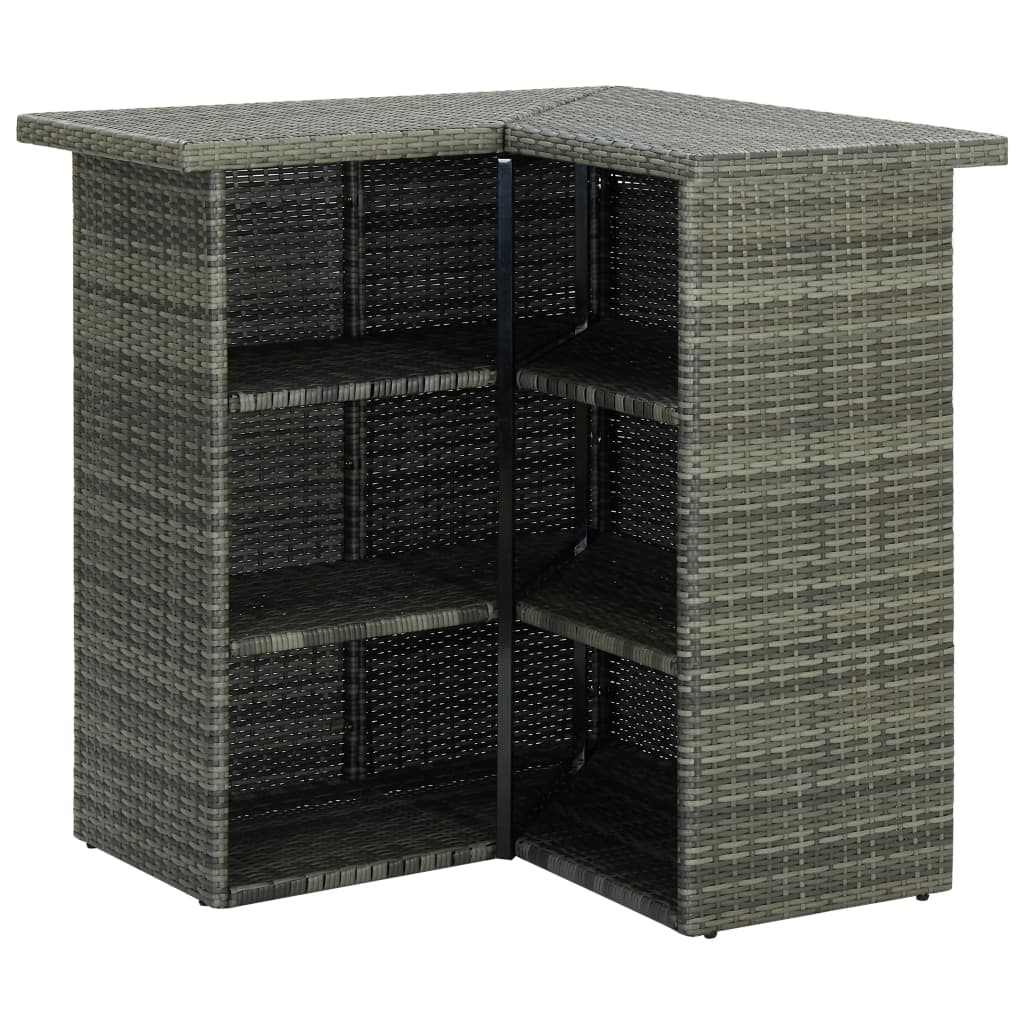 Corner Bar Table Grey 100x50x105 Cm Poly Rattan