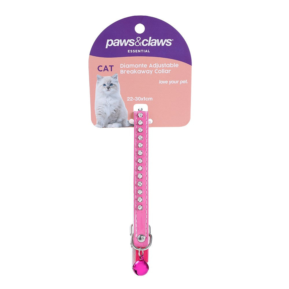 Paws & Claws Diamonte Adjustable Breakaway Cat Collar with Bell - 22-30x1cm