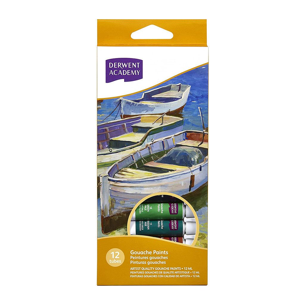 Derwent Academy Gouache Paints 12ml - 12 Pack
