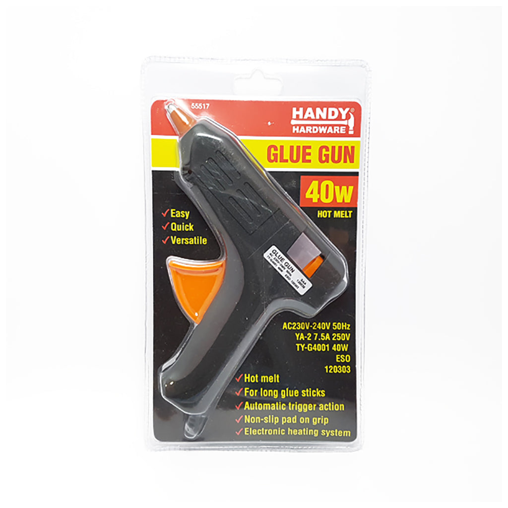 Handy Hardware Glue Gun 40w with 2 Glue Sticks + Bonus 10 Glue Sticks