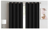 2x 100% Blockout Curtains Panels 3 Layers Eyelet Black 240x230cm